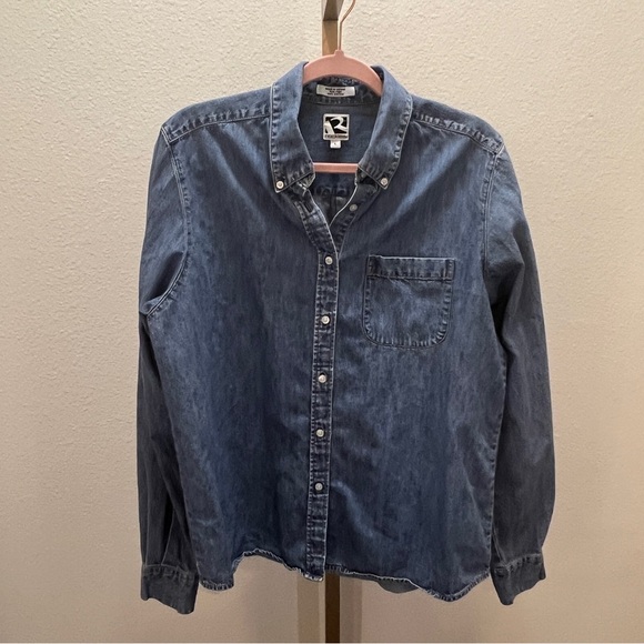 Rockies denim long sleeve button down pearl snap shirt size Large - Picture 1 of 7